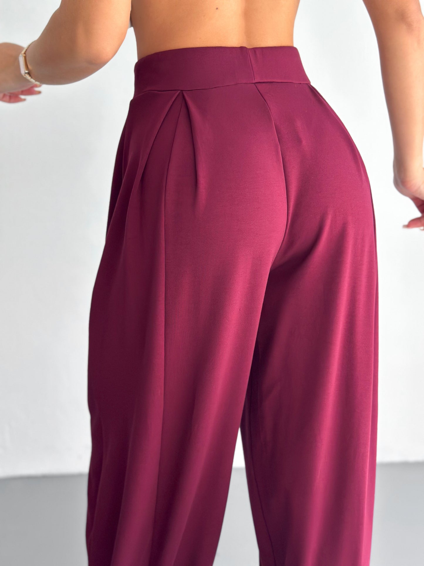 Kadın Modal Kumaş Şalvar Trend Model Şalvar Pantolon Bordo