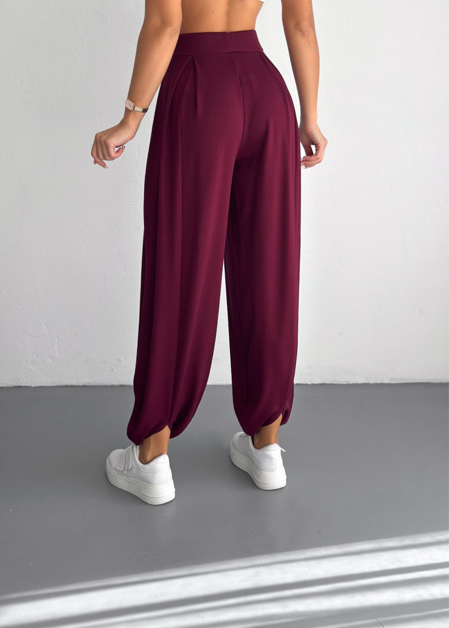 Kadın Modal Kumaş Şalvar Trend Model Şalvar Pantolon Bordo