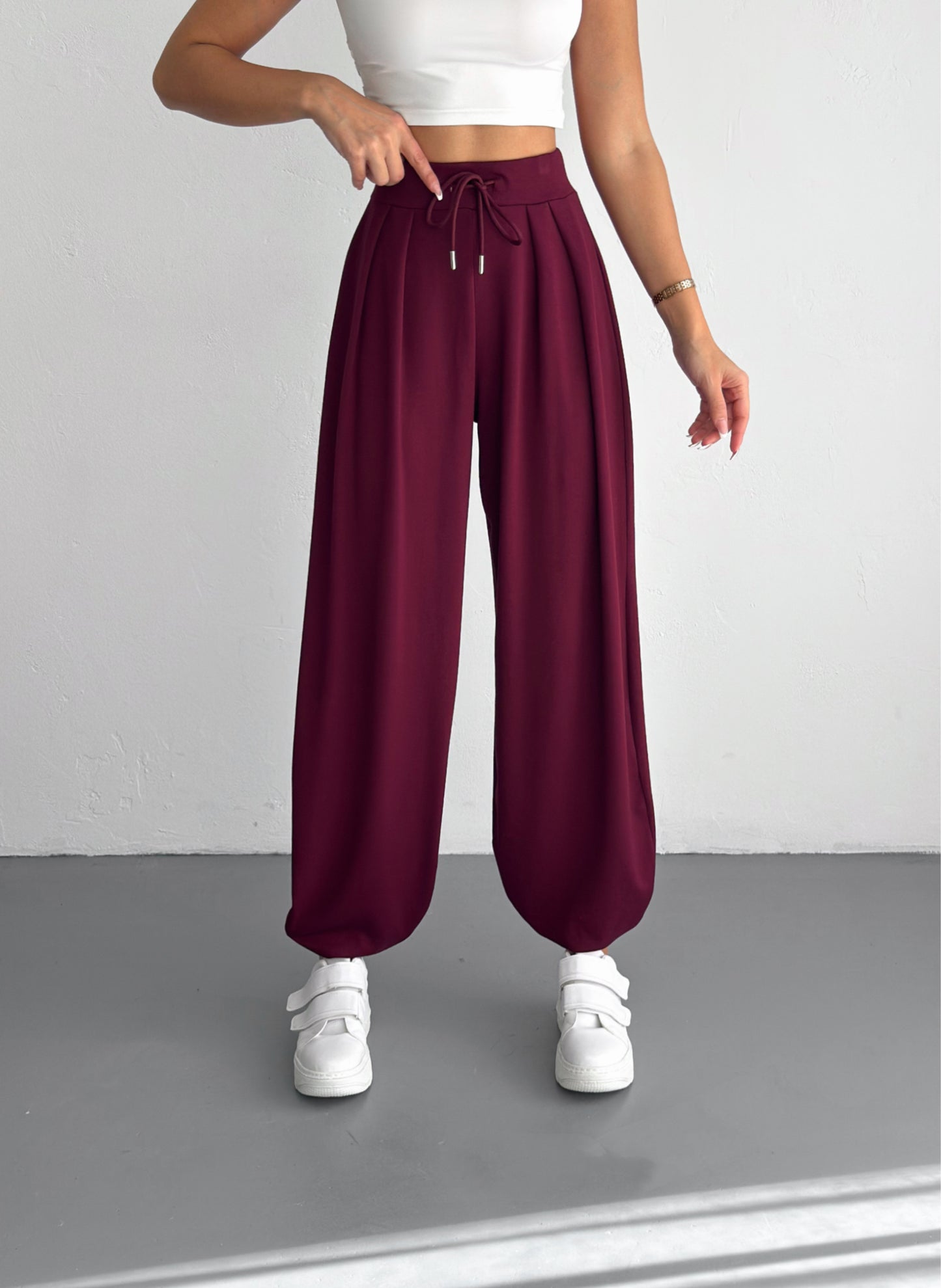 Kadın Modal Kumaş Şalvar Trend Model Şalvar Pantolon Bordo