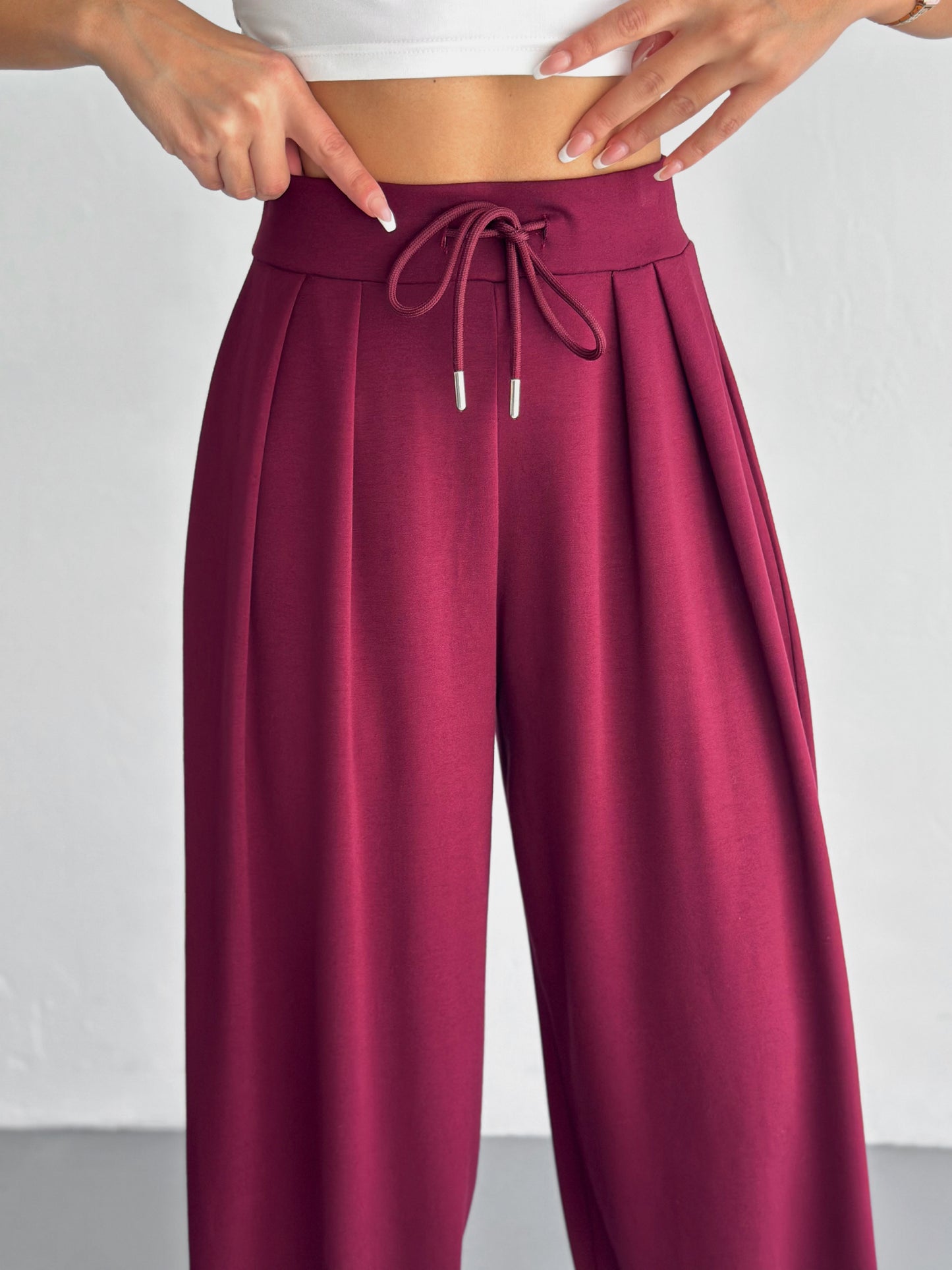 Kadın Modal Kumaş Şalvar Trend Model Şalvar Pantolon Bordo