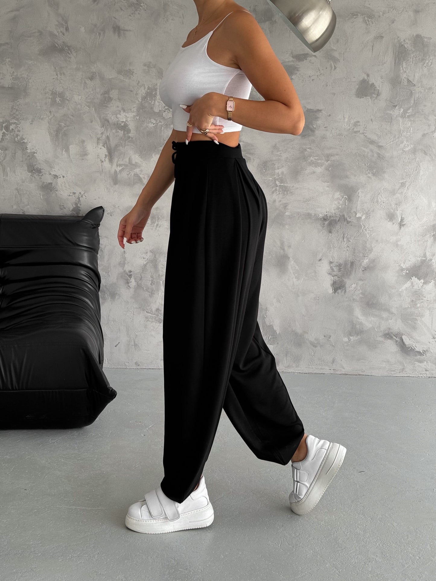 Kadın Modal Kumaş Şalvar Trend Model Şalvar Pantolon Siyah