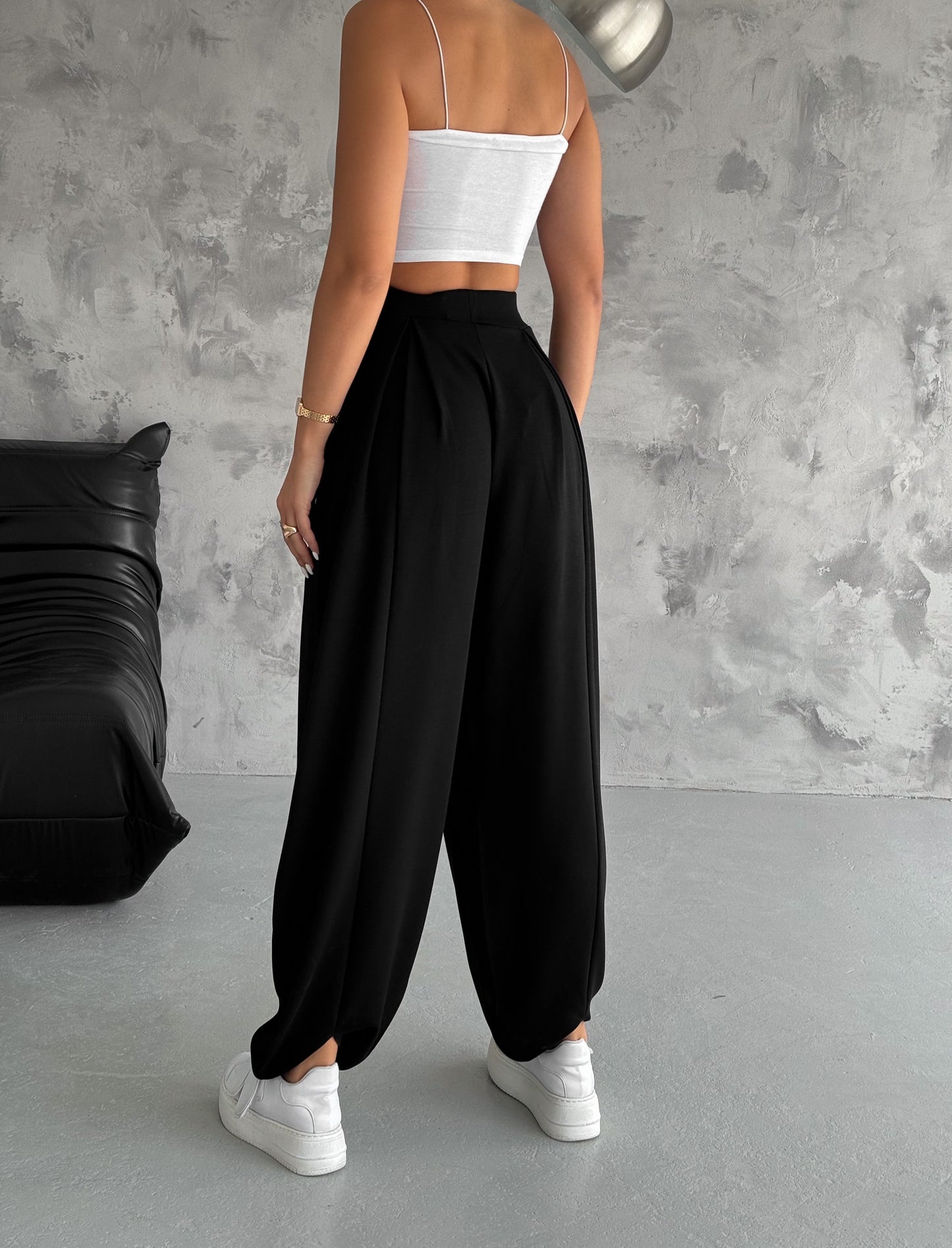 Kadın Modal Kumaş Şalvar Trend Model Şalvar Pantolon Siyah