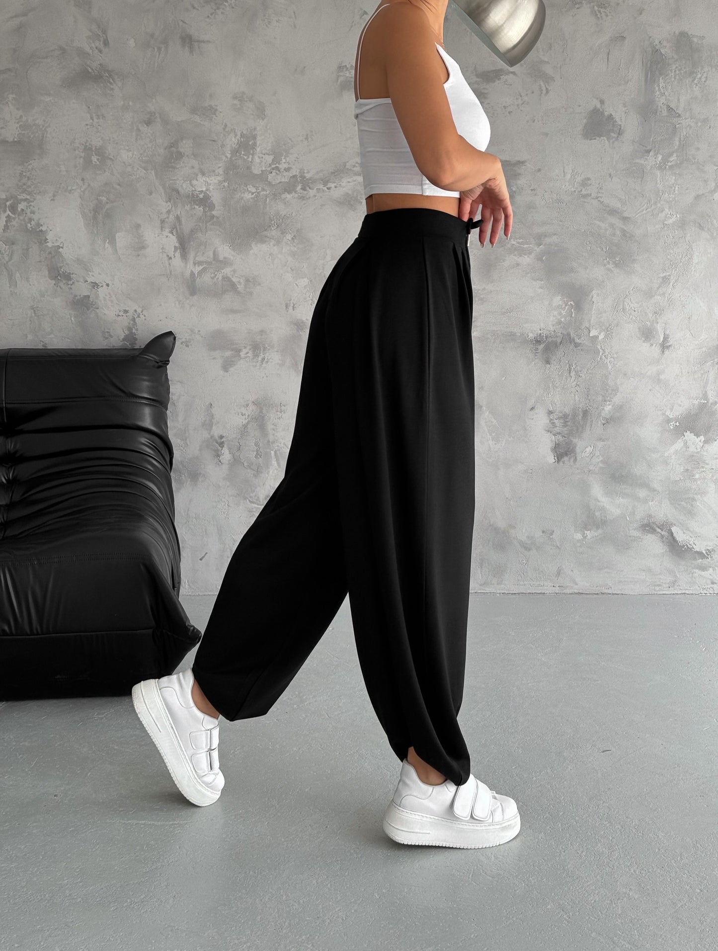 Kadın Modal Kumaş Şalvar Trend Model Şalvar Pantolon Siyah