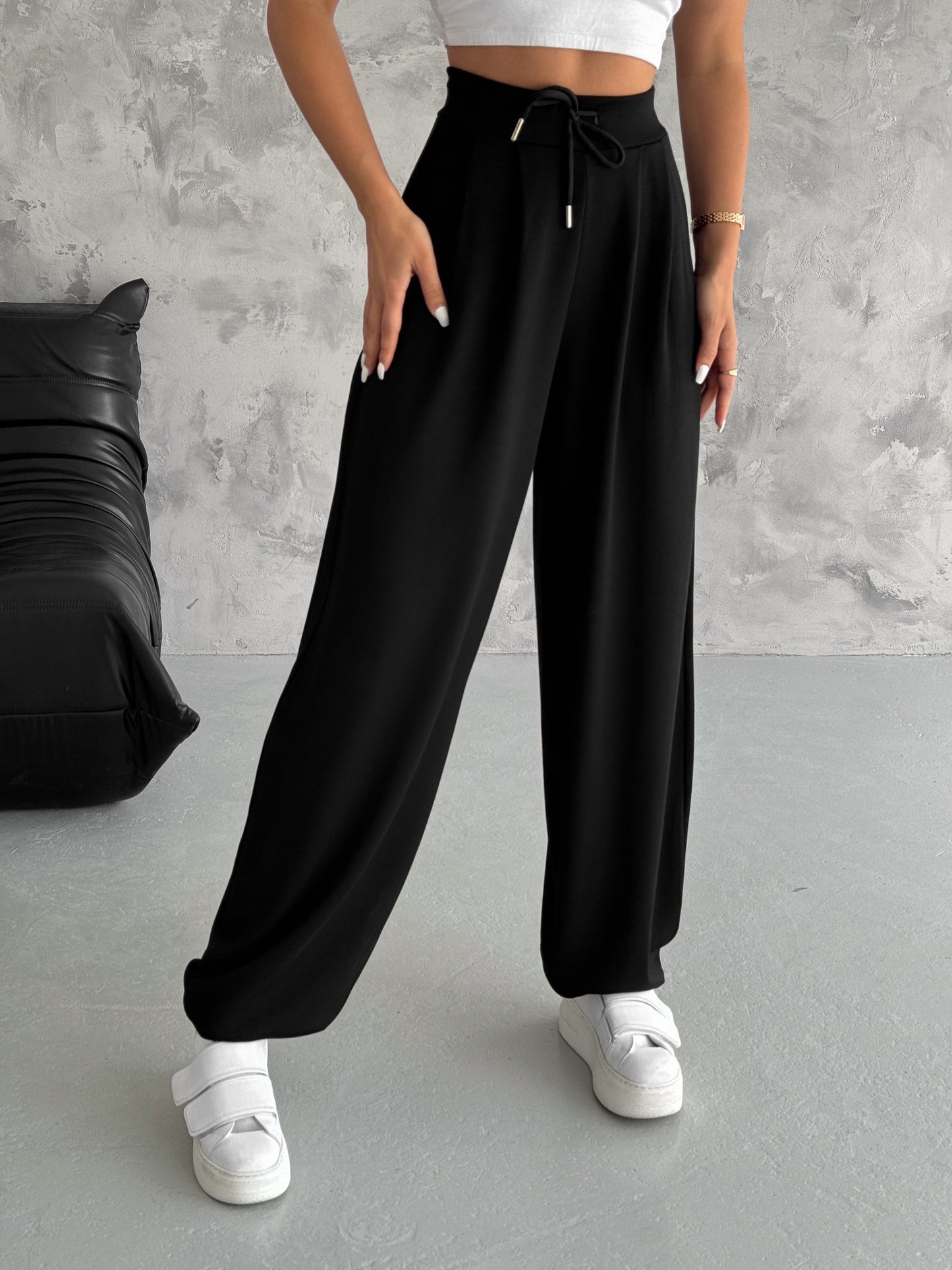 Kadın Modal Kumaş Şalvar Trend Model Şalvar Pantolon Siyah