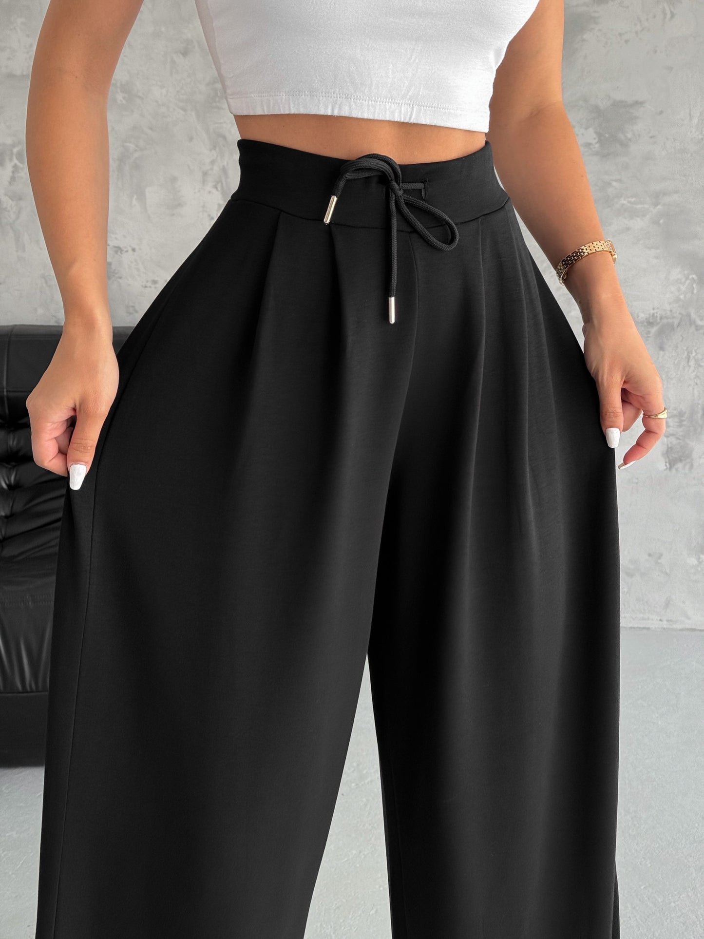 Kadın Modal Kumaş Şalvar Trend Model Şalvar Pantolon Siyah