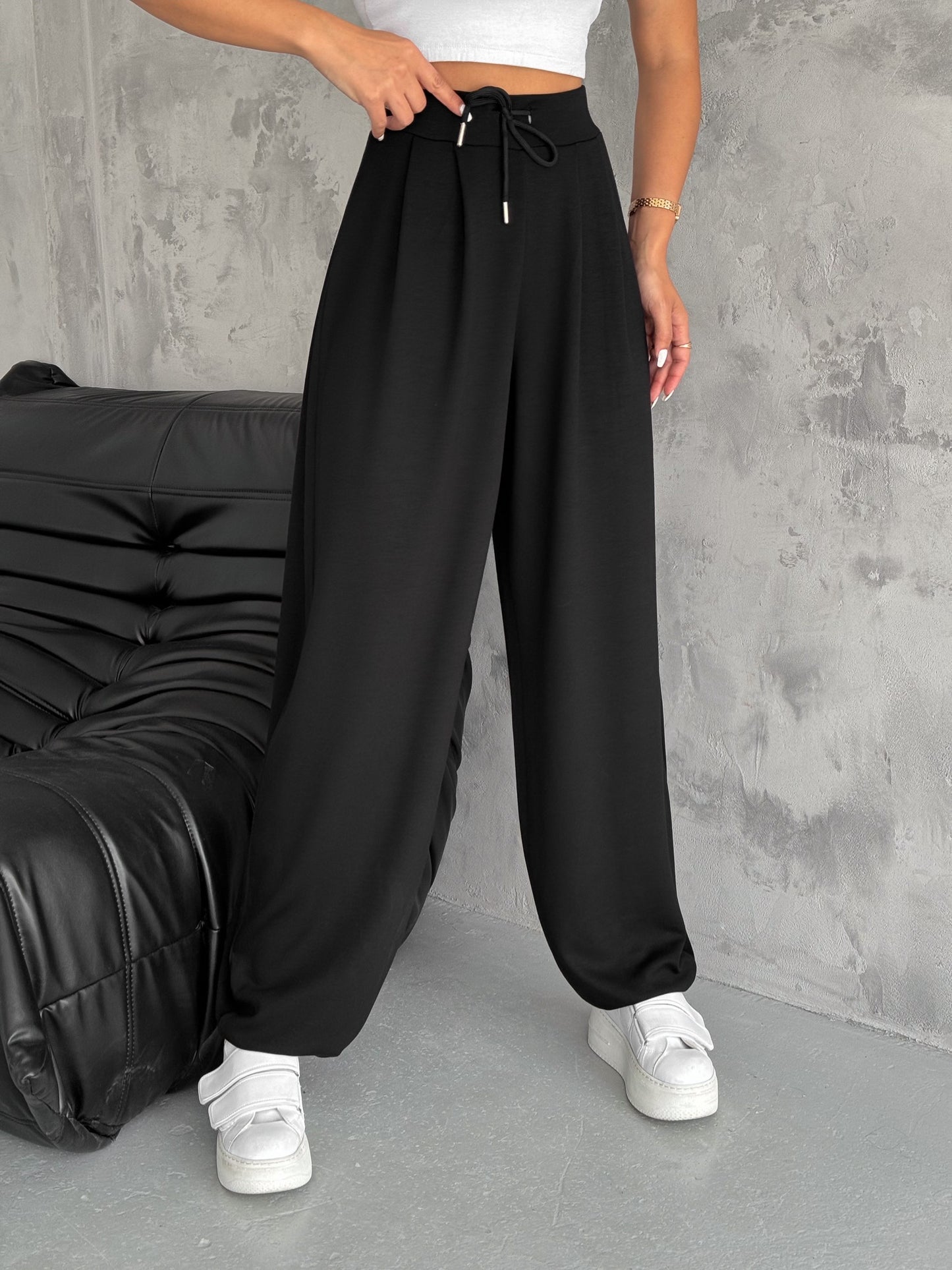 Kadın Modal Kumaş Şalvar Trend Model Şalvar Pantolon Siyah